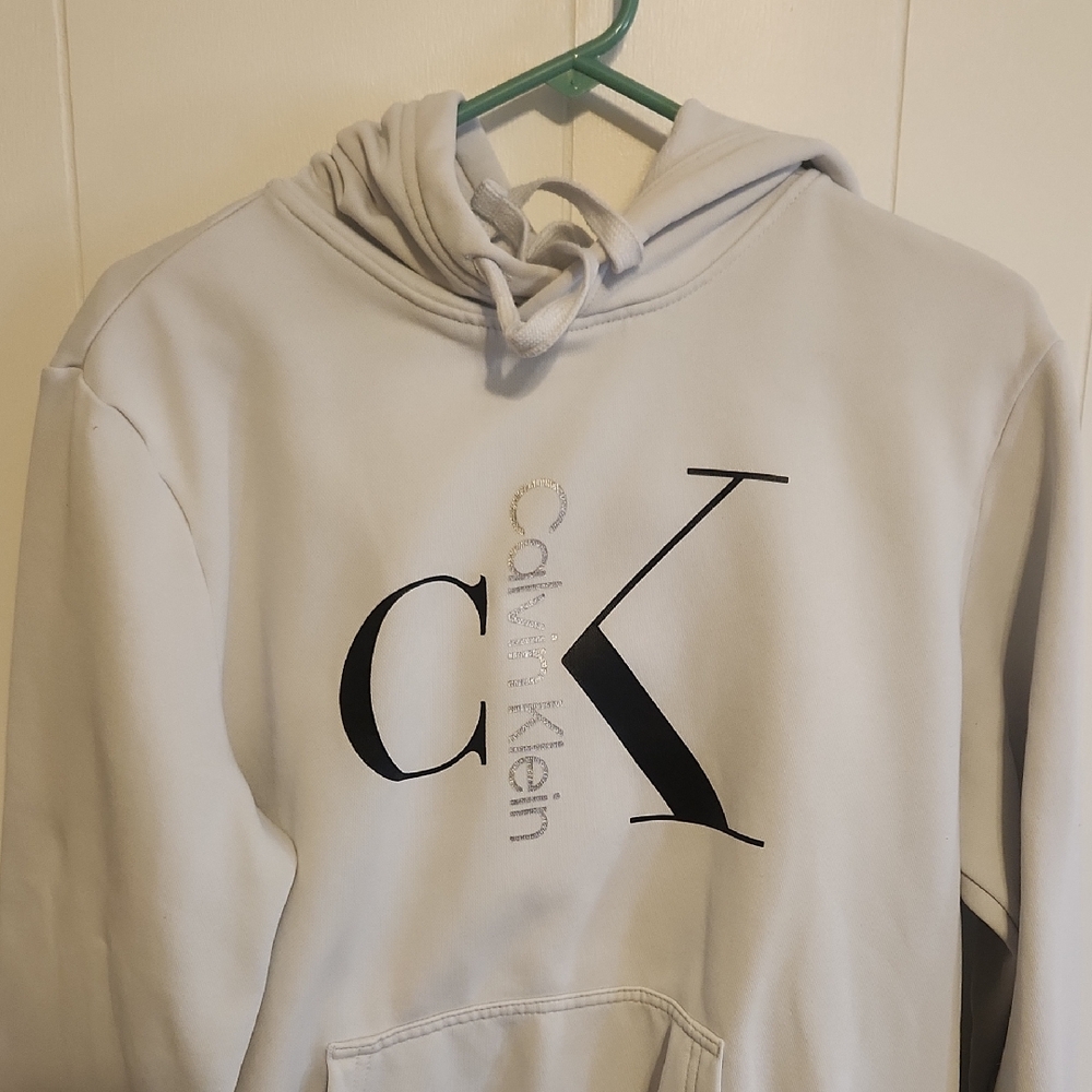 Calvin Klein Light Gray Hoodie with Logo Sz Med